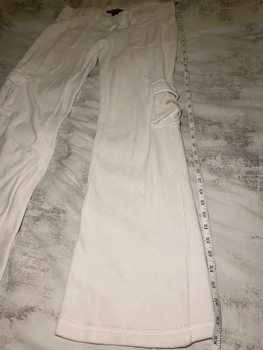 Hale Bob White Velour Cargo Flare Pants